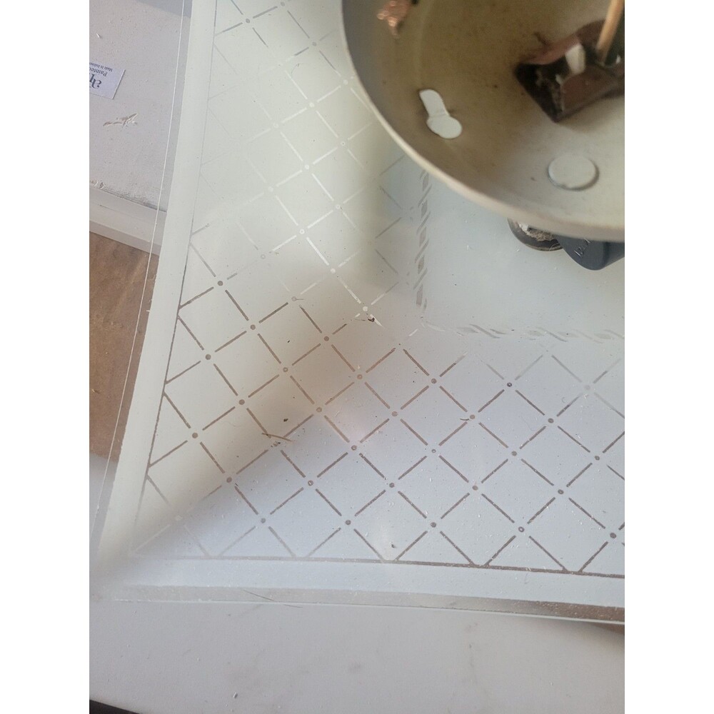 Vtg MCM Square Glass Diamond pattern Ceiling Light Cover Shade Fixture  12”x12 - Picture 4 of 13